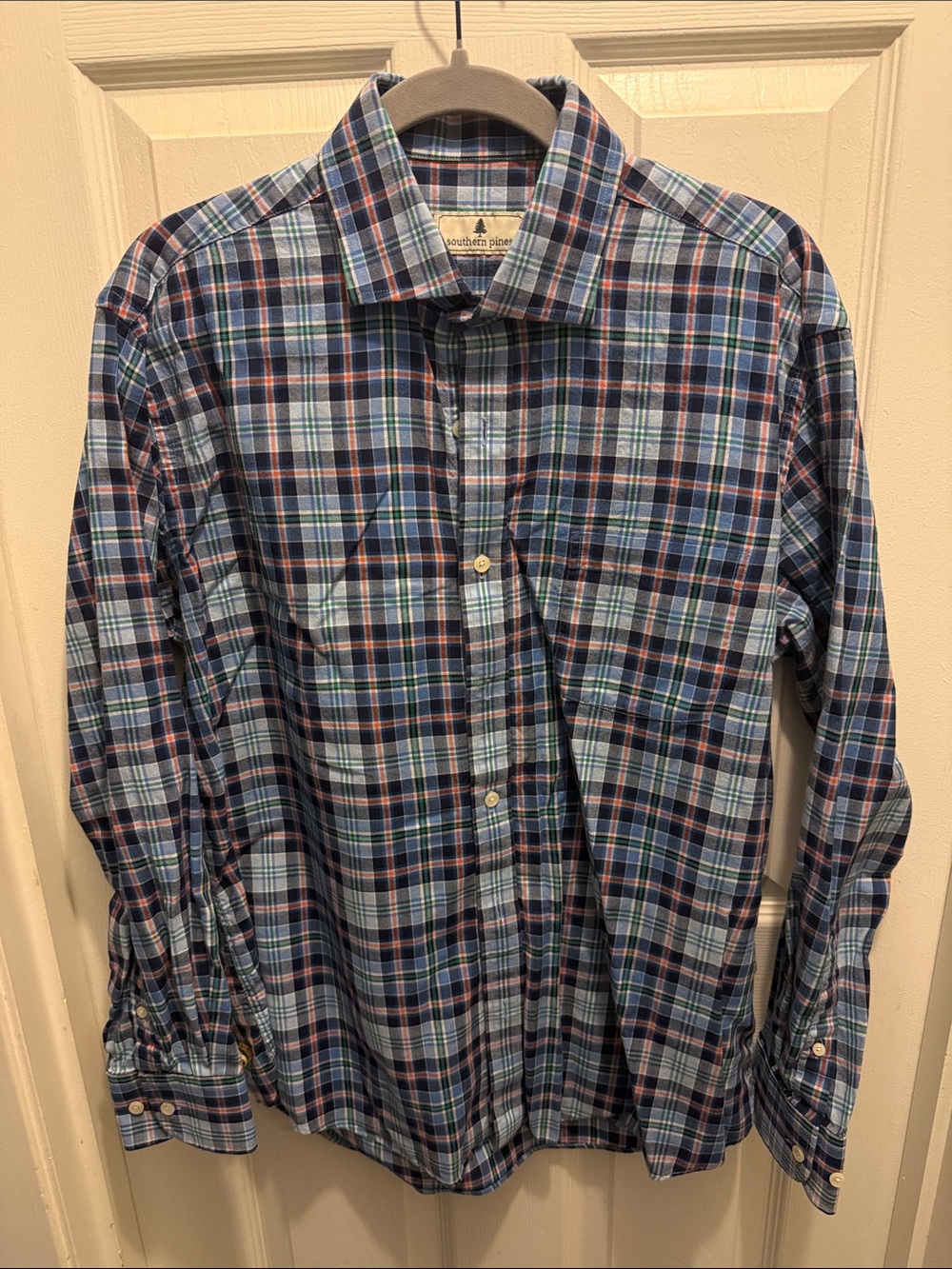 Men's Southern Pines Blue Plaid Button-Up Shirt